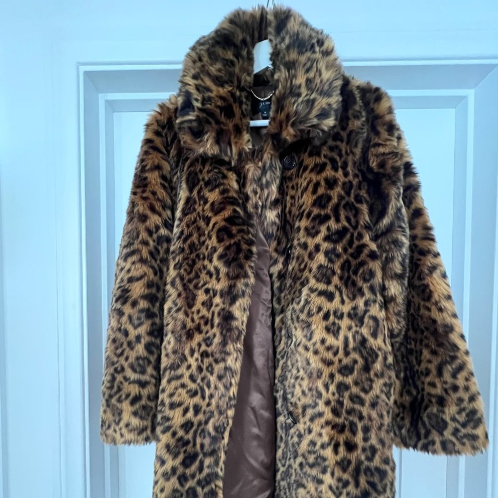 J.Crew Faux-fur Leopard Coat  - Size M